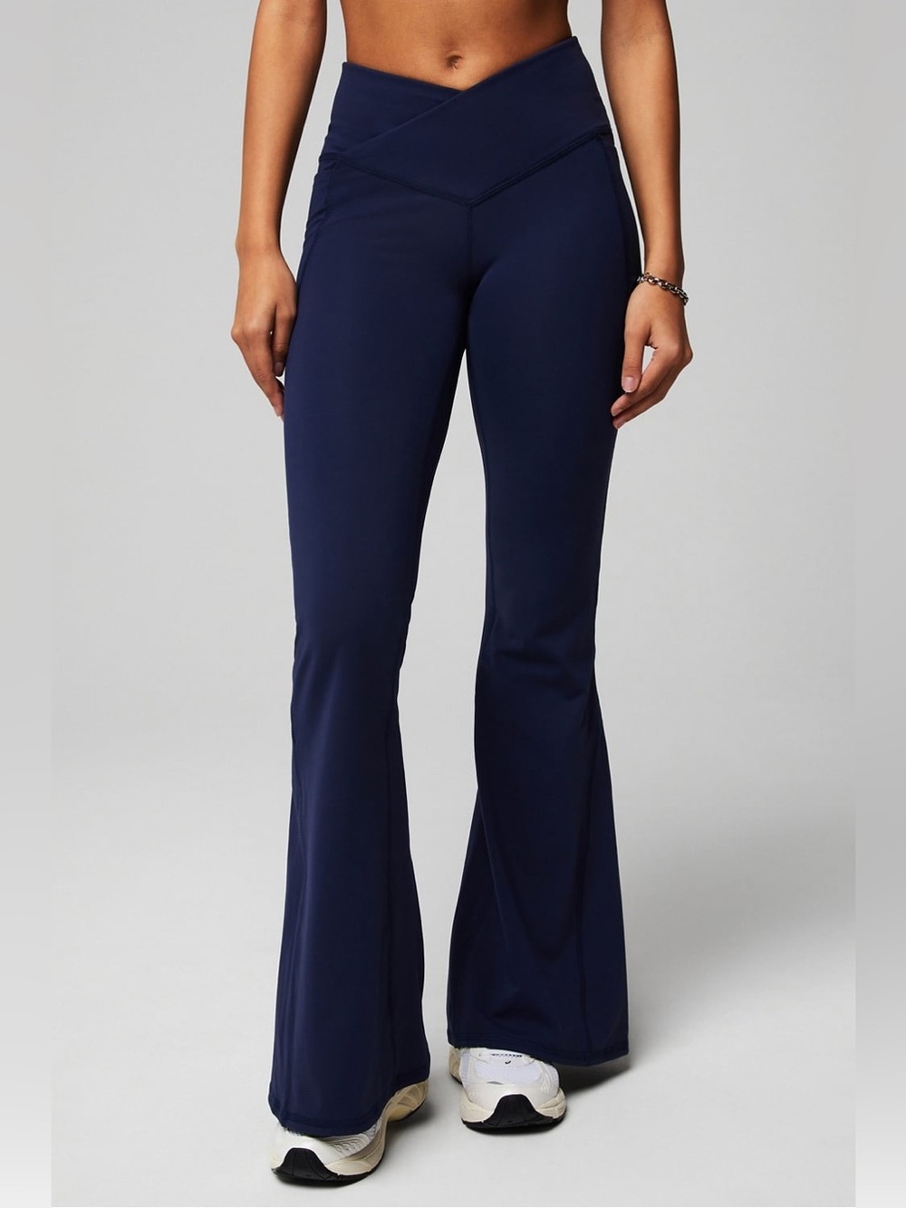 Fabletics Oasis PureLuxe High-Waisted Crossover Flare Leggings Navy Size 2XL